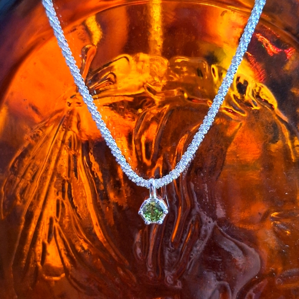 Peridot pendant necklace sterling silver